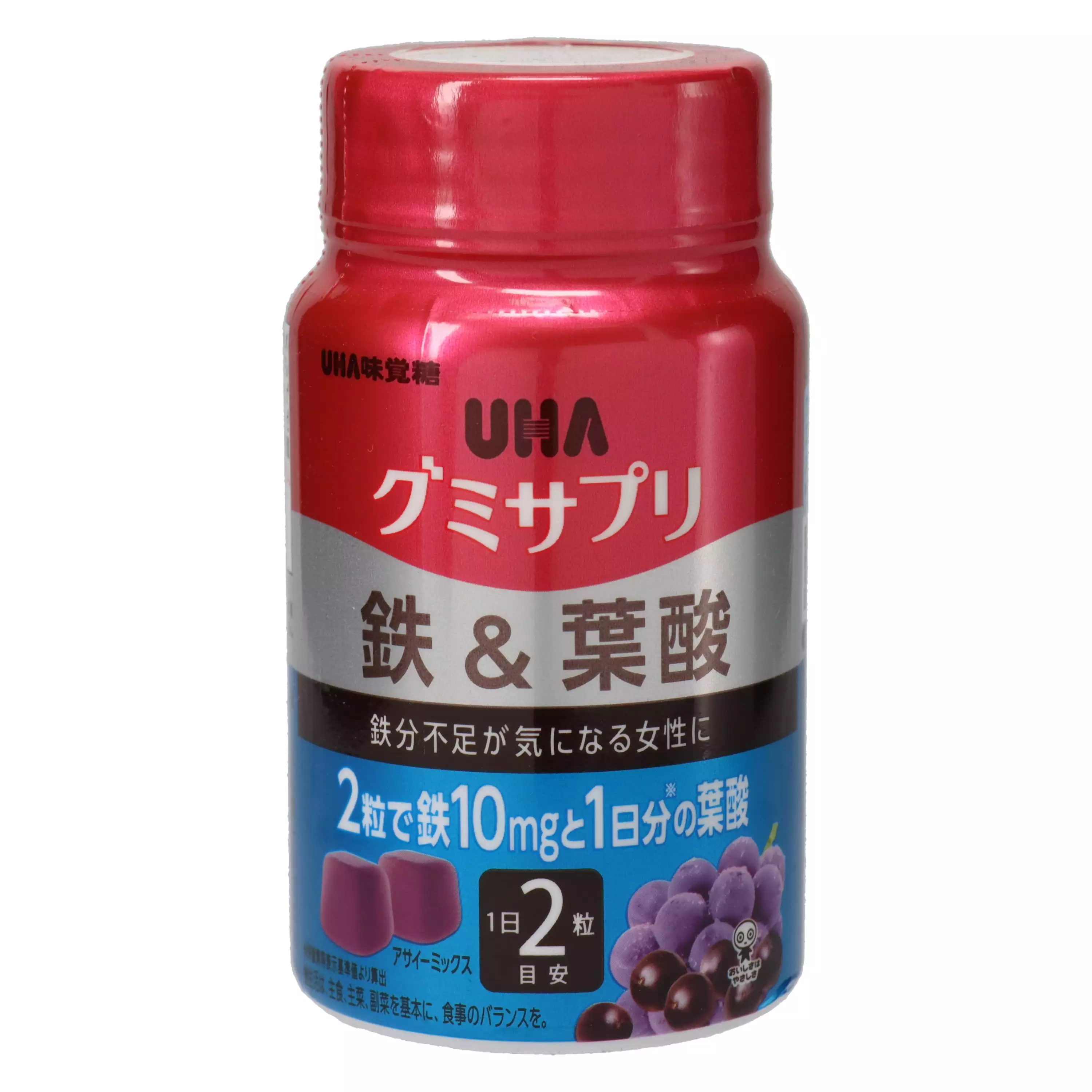 【 UHA 味覺糖】鐵 & 葉酸軟糖 瓶裝 30日分 60粒