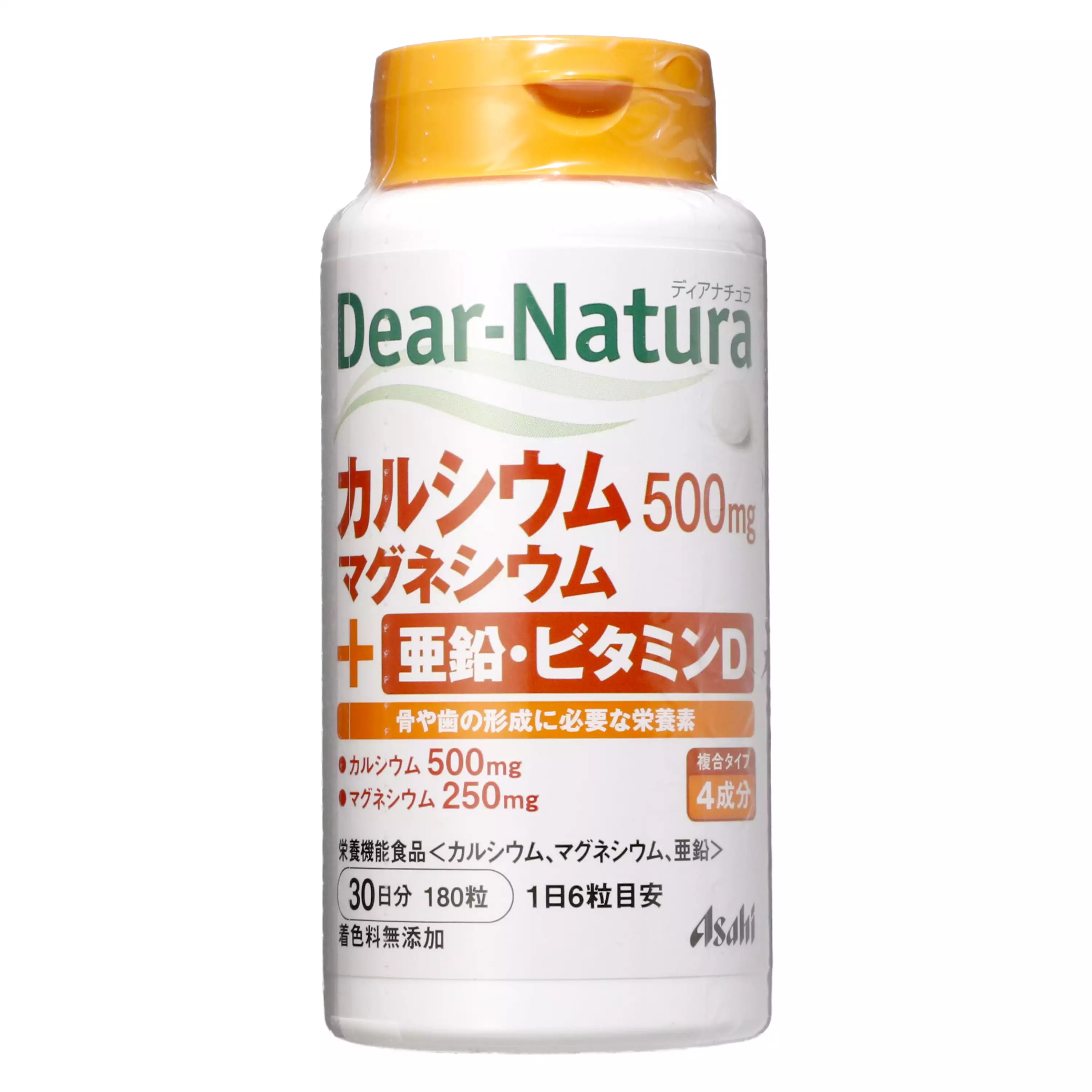 【Asahi 朝日】Dear-Natura 鈣/鎂/鋅/維他命 D 補充劑(180粒入)