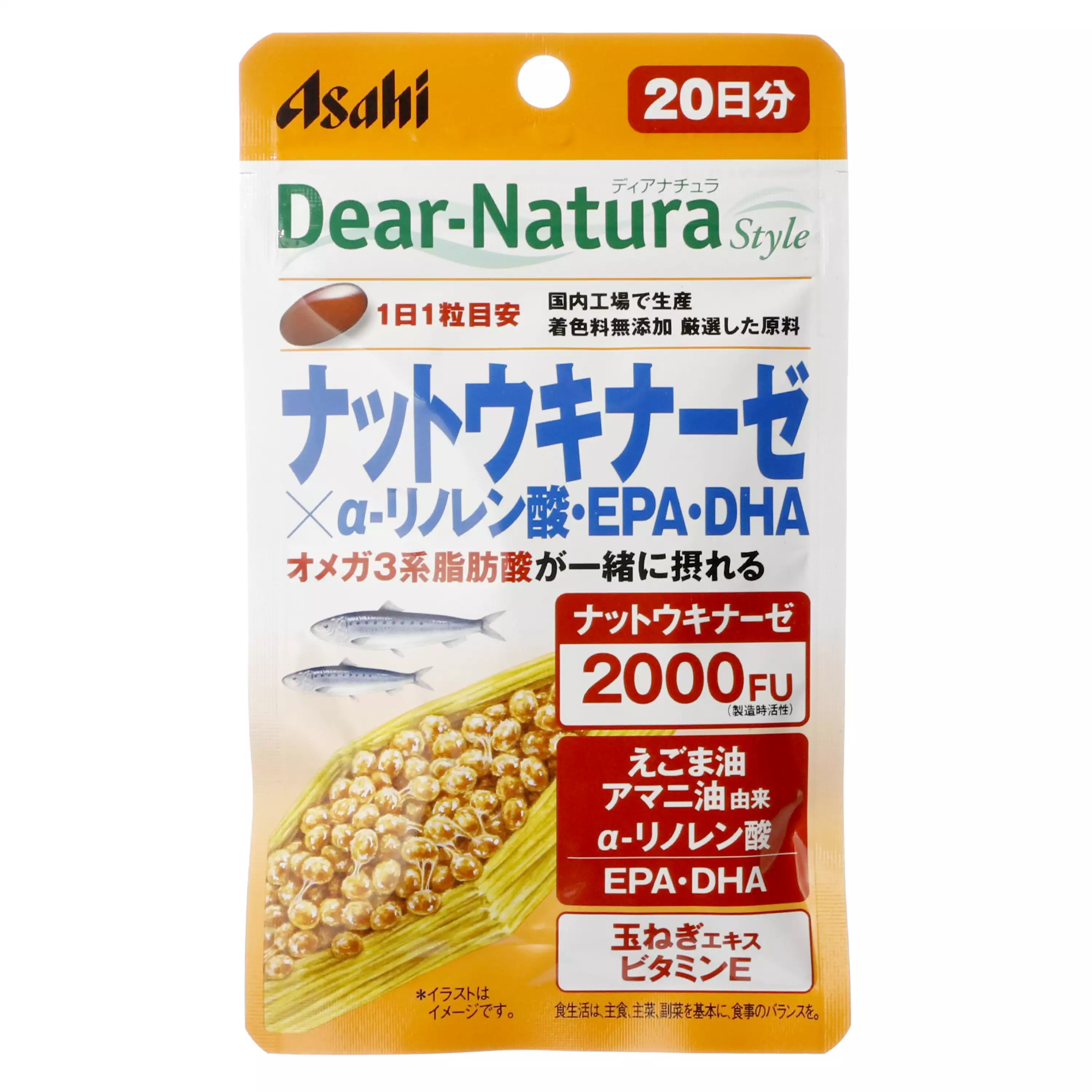 朝日Asahi Dear-Natura Style 納豆激酶×α-亞麻酸・EPA・DHA 20粒