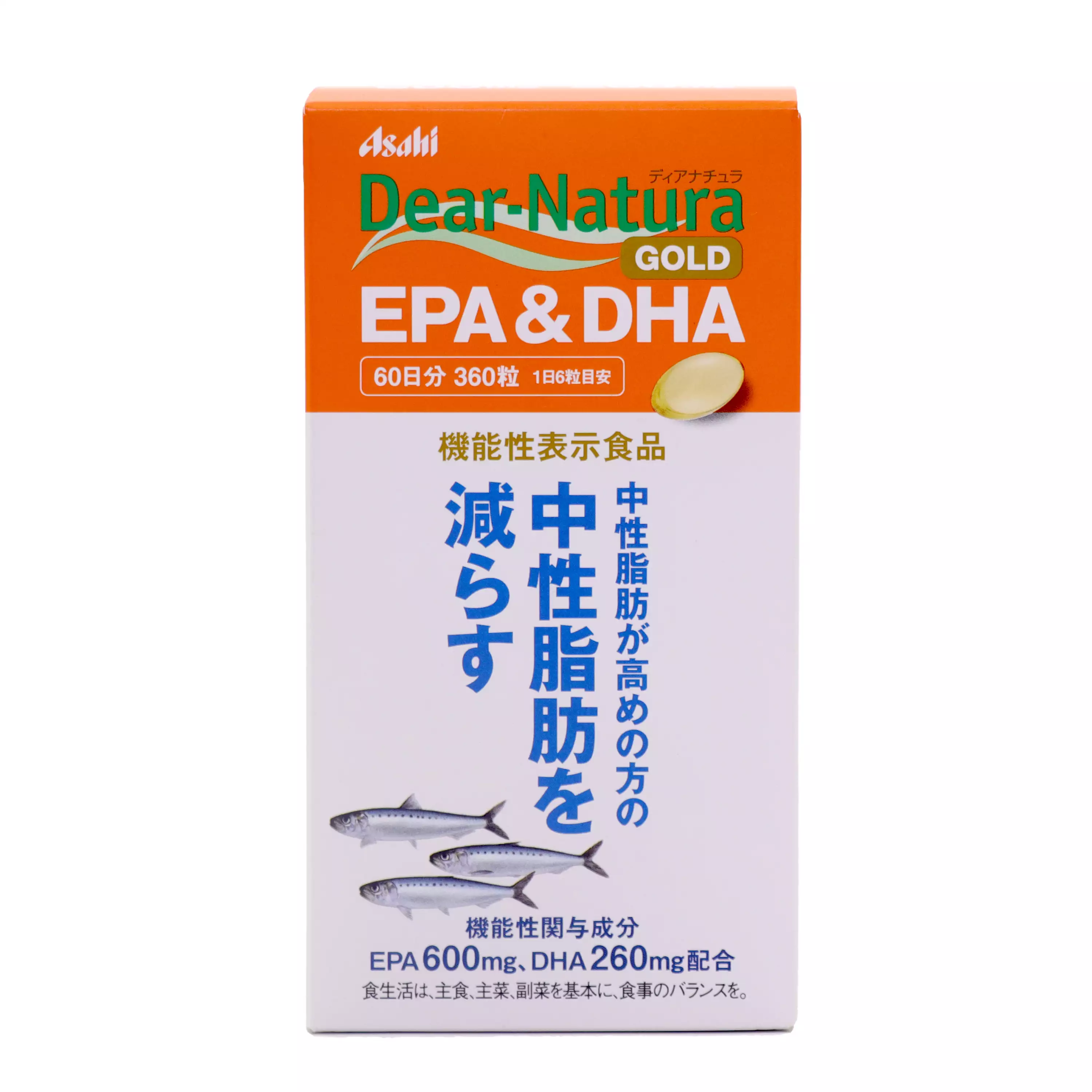 【Asahi 朝日】Dear-Natura Gold EPA＆DHA 精製魚油－60日分(360粒入)