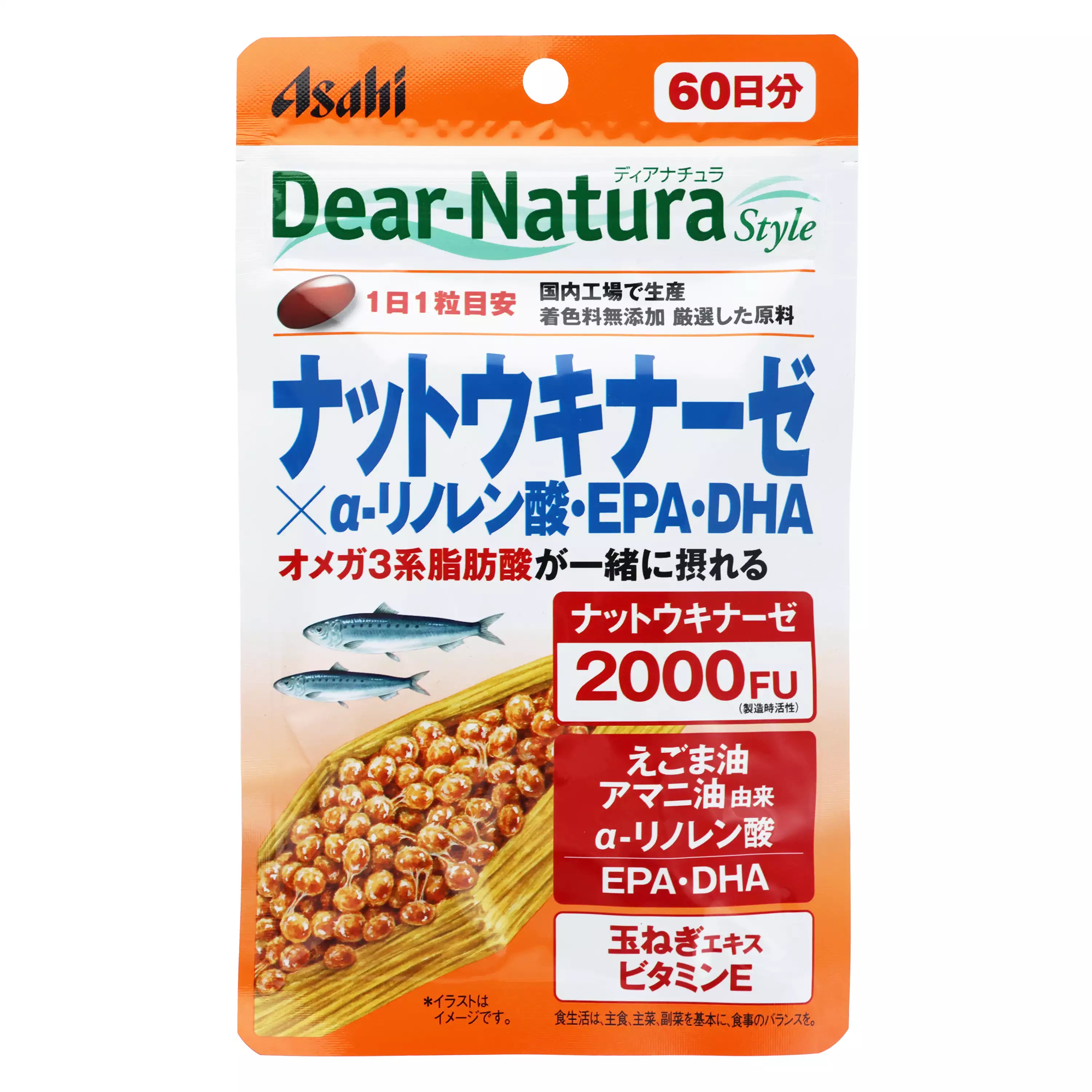 朝日Asahi Dear-Natura Style 納豆激酶α-亞麻酸・EPA・DHA 60粒