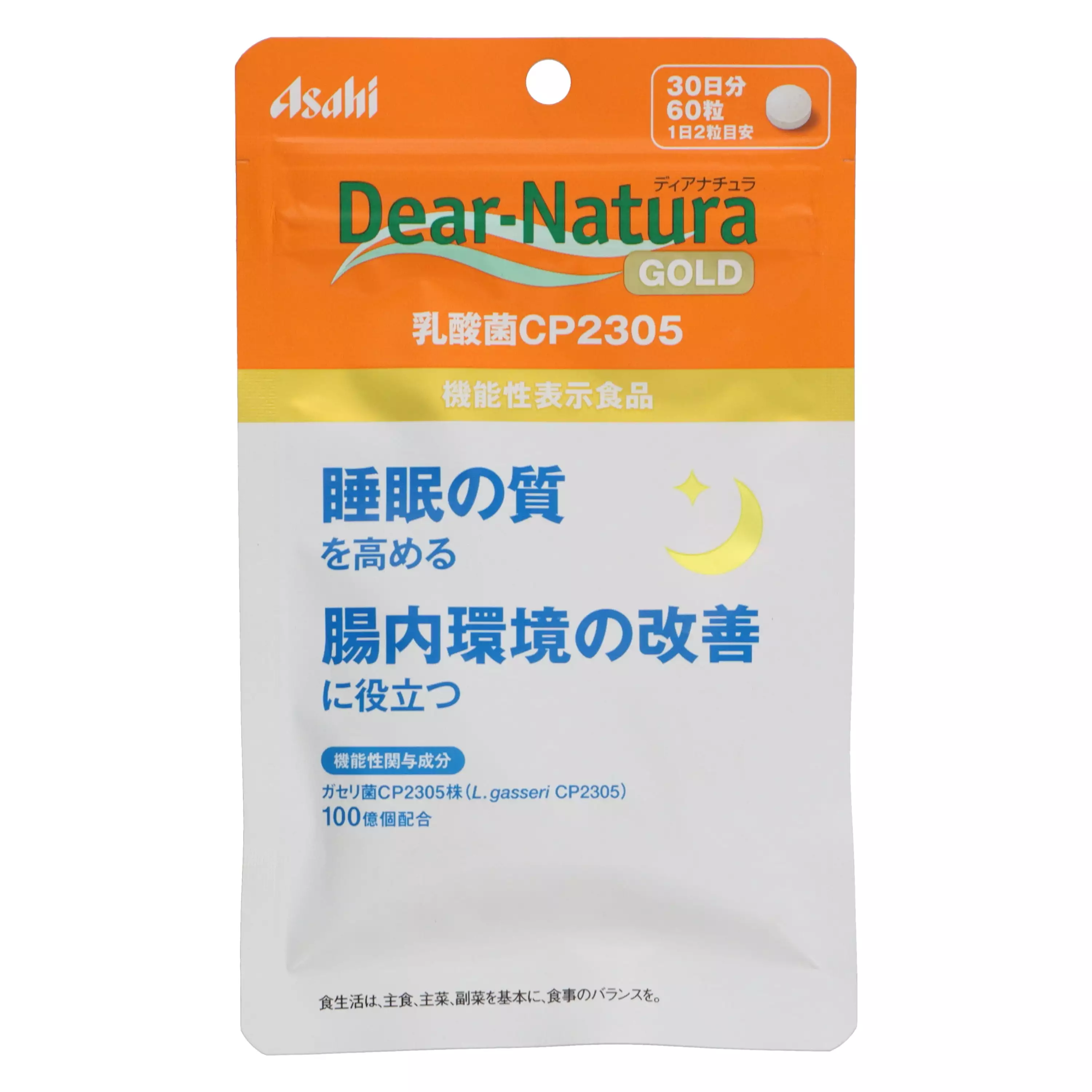 【Asahi 朝日】Dear-Natura Gold 乳酸菌CP2305 60 粒（30 日分）