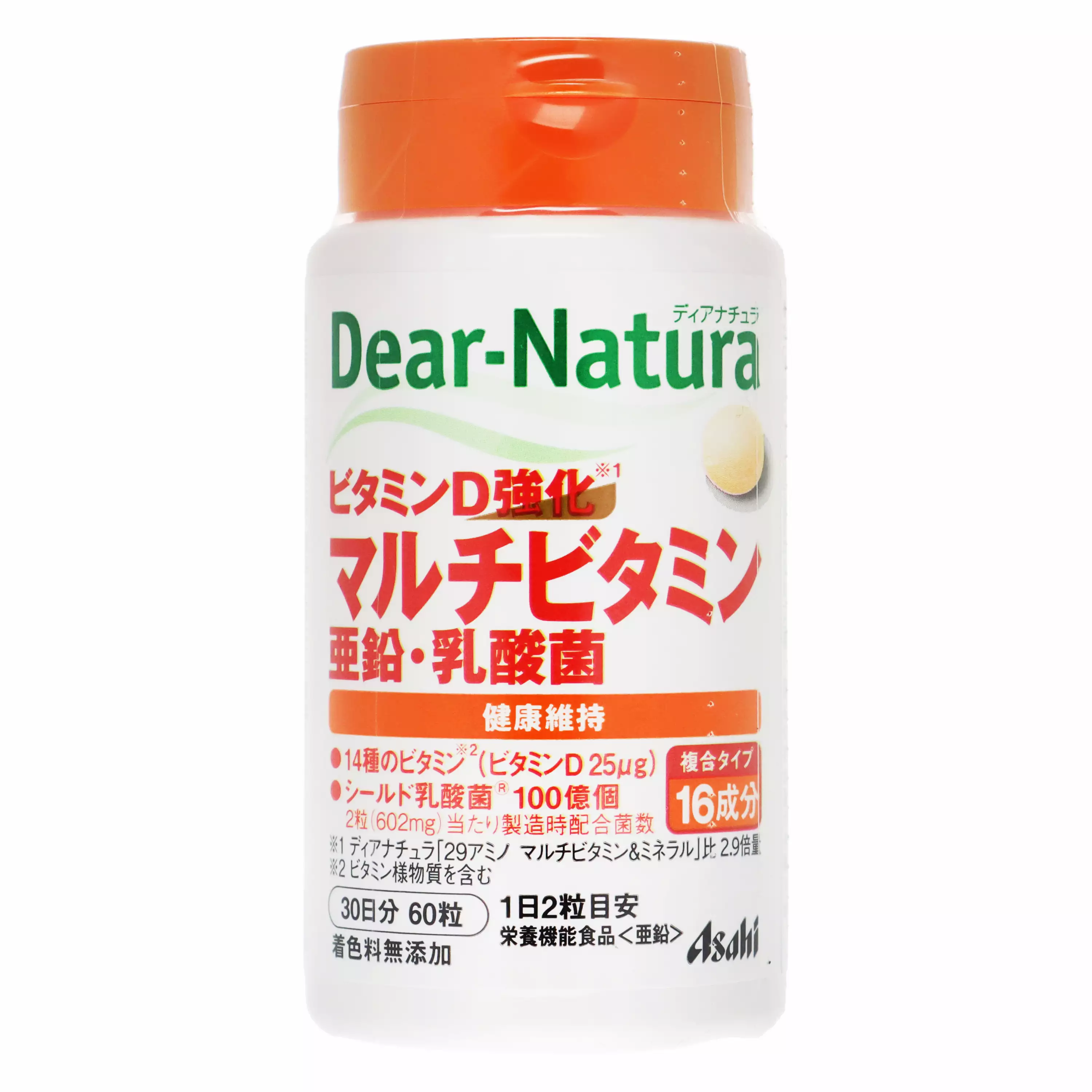 朝日Asahi Dear-Natura 維他命D強化多種維他命・鋅・乳酸菌 30日份